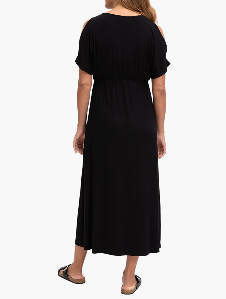 MyRunway Shop Woolworths Black Cold Shoulder Vneck Maternity Maxi